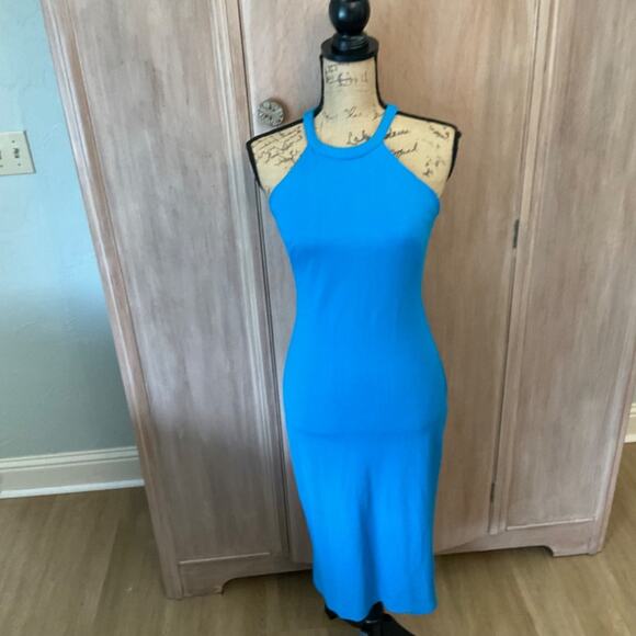 Amanda Uprichard Y2K turquoise Bodycon Midi Dress blue stretch office siren S - Picture 2 of 15